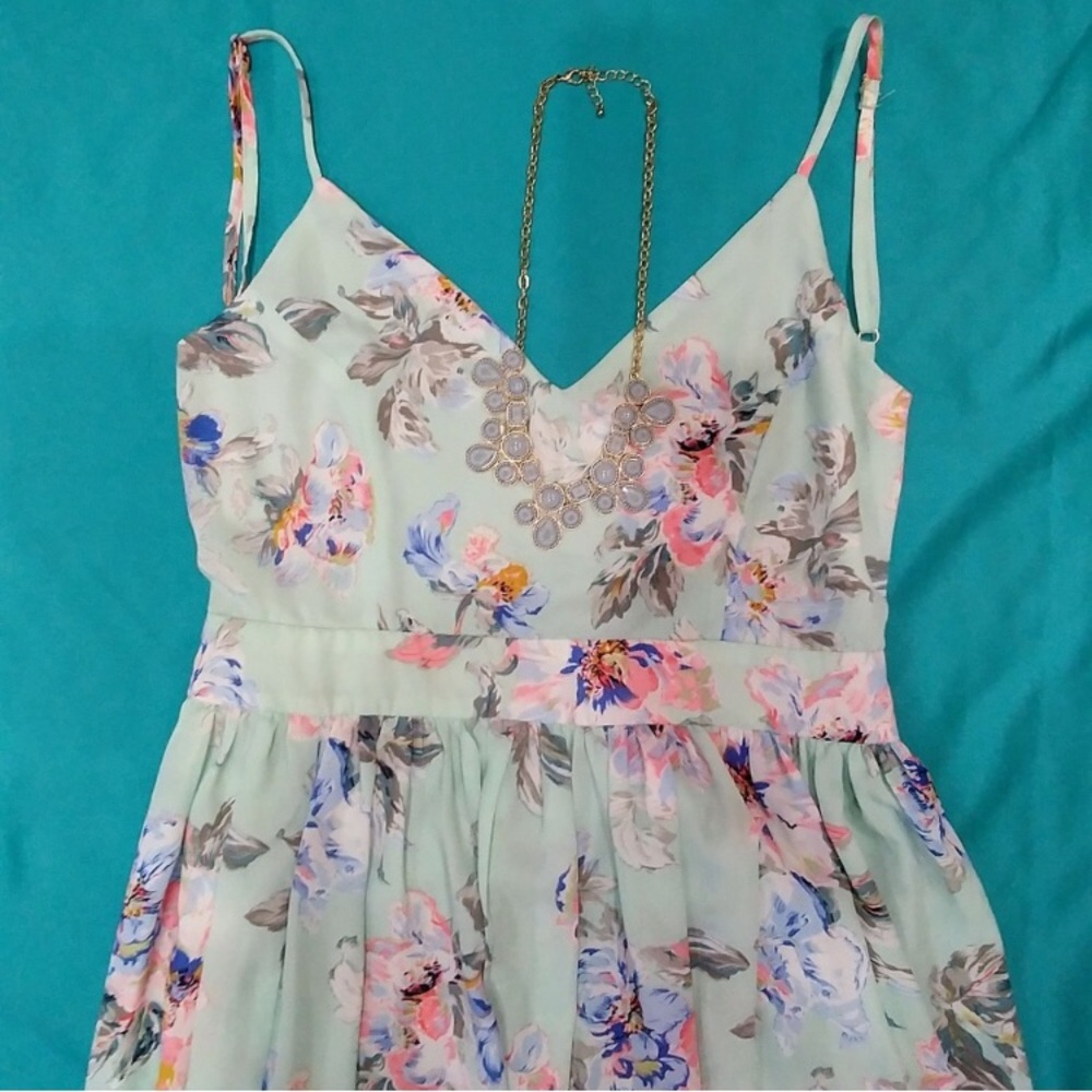 Romantic Floral Teal Maxi Dress
